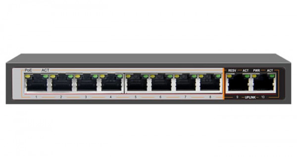 DSS DAI1010GBT PoE-коммутатор 8х1G RJ-45, PoE, 2х1G RJ-45 uplink