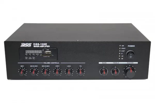 DSS-120E микшер-усилитель 120 Вт/100В, MP3, FM, Bluetooth, SD