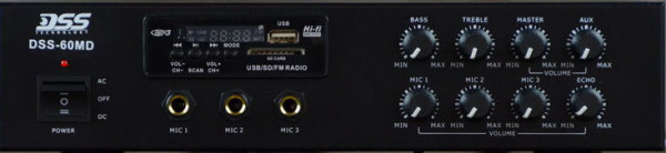 DSS-60MD микшер-усилитель MP3/SD/FM/Bluetooth, 60 Вт/100 В