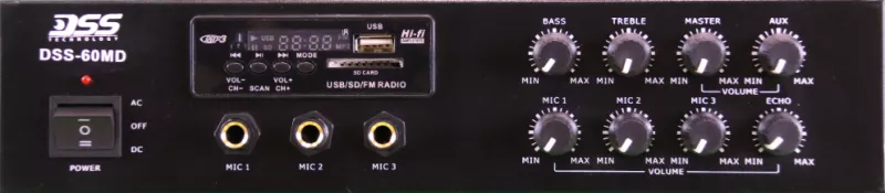 DSS-60MD микшер-усилитель MP3/SD/FM/Bluetooth, 60 Вт/100 В